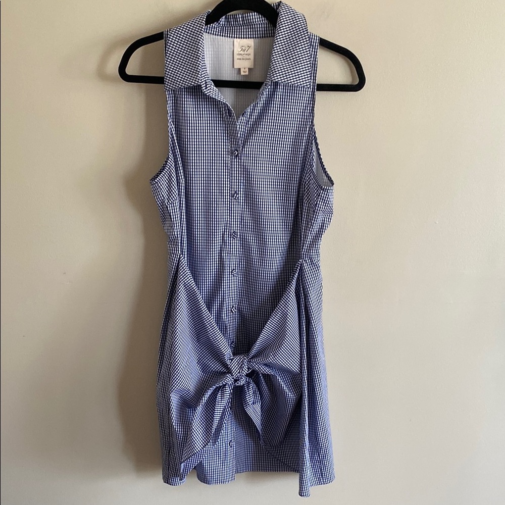 cinq a sept • Gaby tie front sleeveless plaid collared dress - Picture 2 of 6